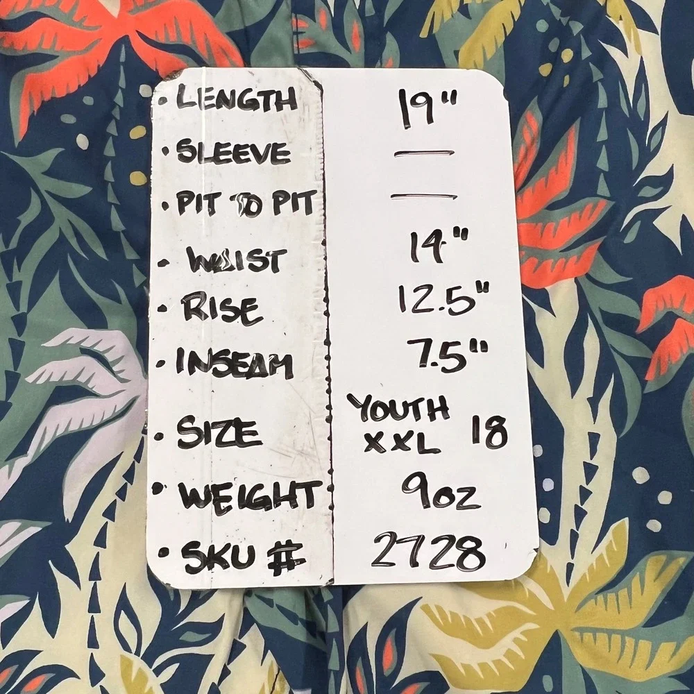 Old Navy Boys XXL 18 Tropical Palm Leaf Swim Trunks Navy Orange Board Shorts